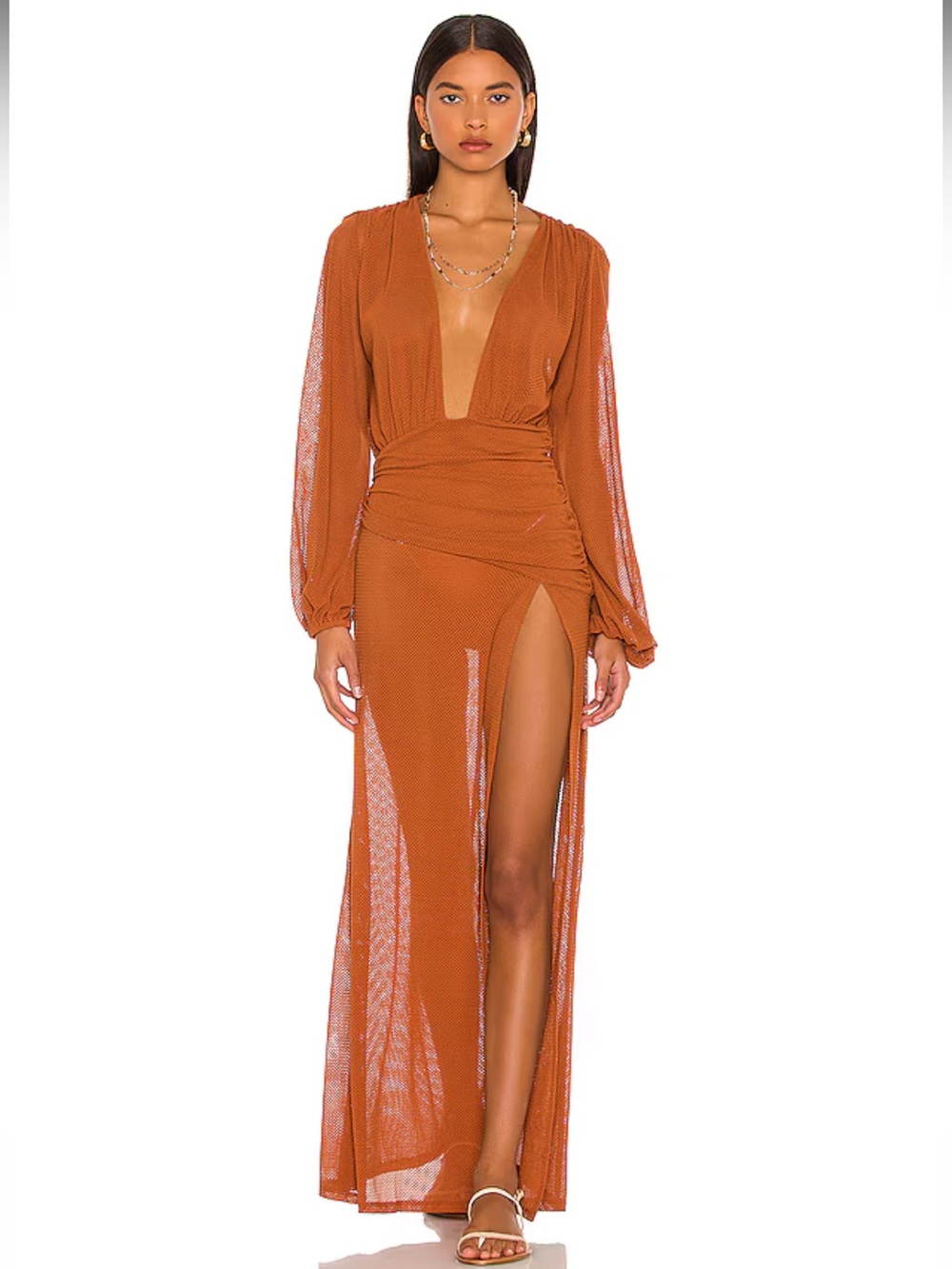NWT! Camila Coelho Kimber Maxi Dress in Hazel Brown